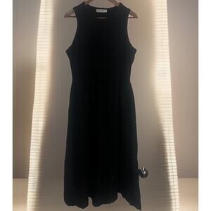 Grace Karin Black Sleeveless Eyelet Racerback Tank Midi Dress, Plus Size 2XL